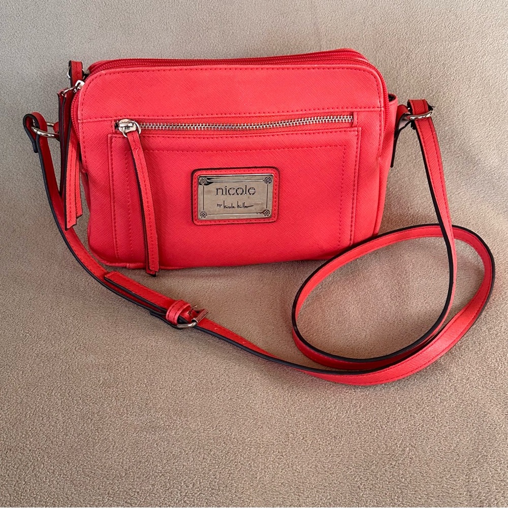 Hot Pink Nicole Miller Crossbody Bag with Many Pockets